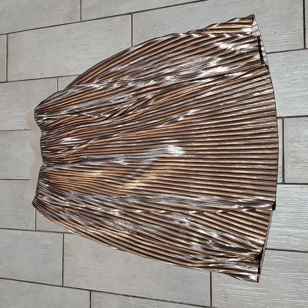 Medium Mid-Length Skirt with Gold and Silver Pleats